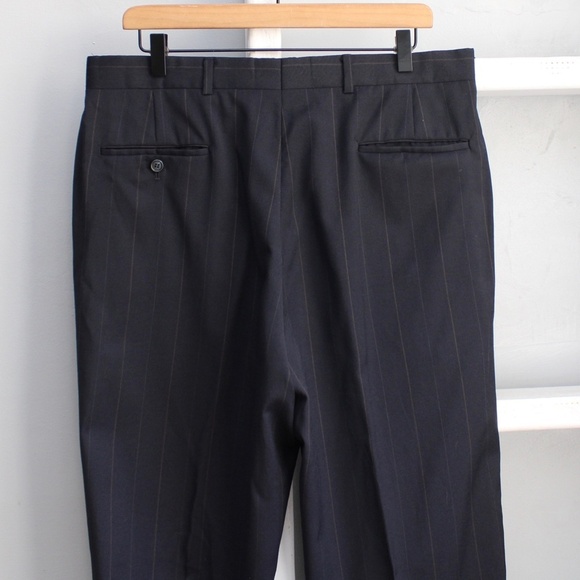 Christian Dior Monsieur Vintage Navy Blue Striped Wool Men's Suit Pants - Picture 10 of 11